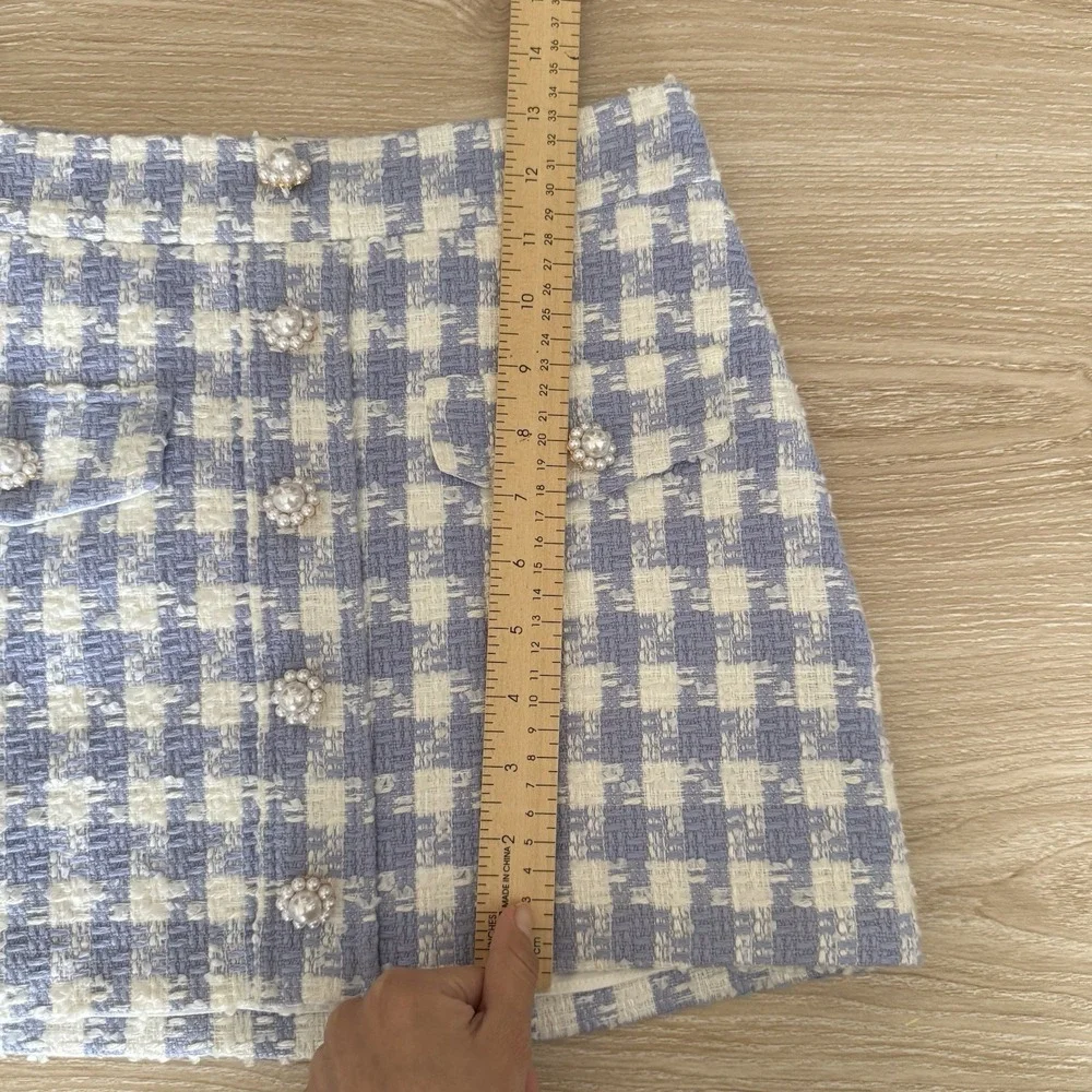 Amanda Uprichard XS Oleander Mini Skirt Lennox Tweed Lavender Preppy Spring - Picture 7 of 7